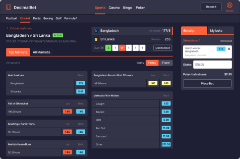 DecimalBet Real Time Demo